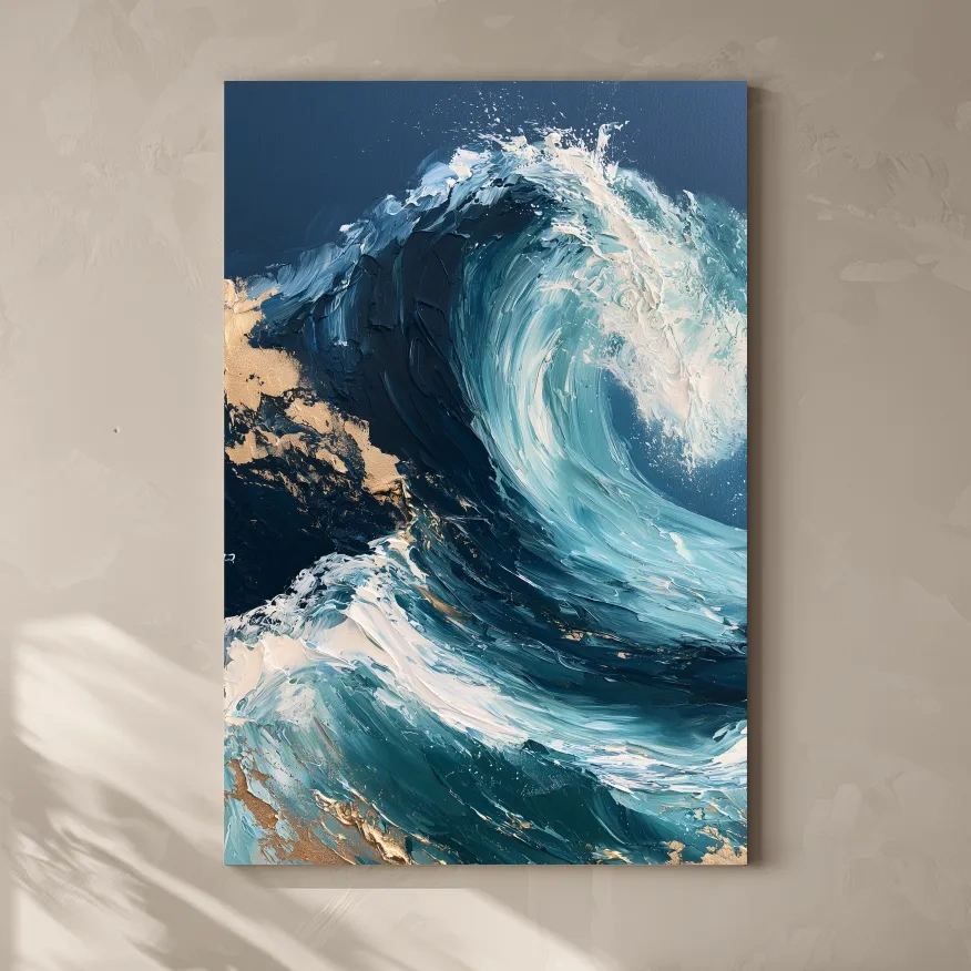 Luxe Crashing Wave Painting - Abstract Ocean Wall Art
