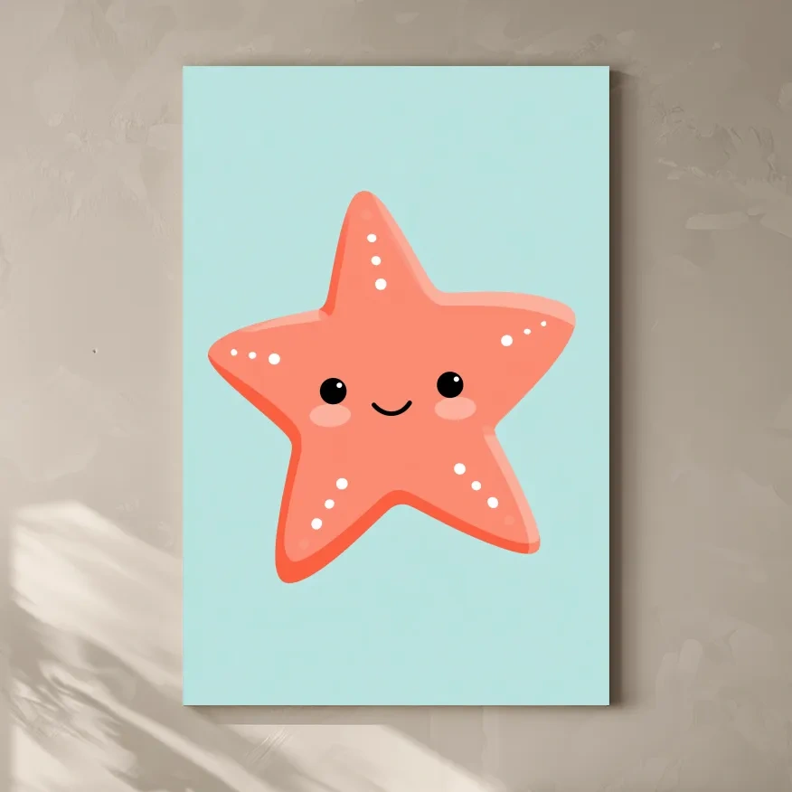 Cute Baby Starfish Vector - Underwater Nursery Marine Life Art