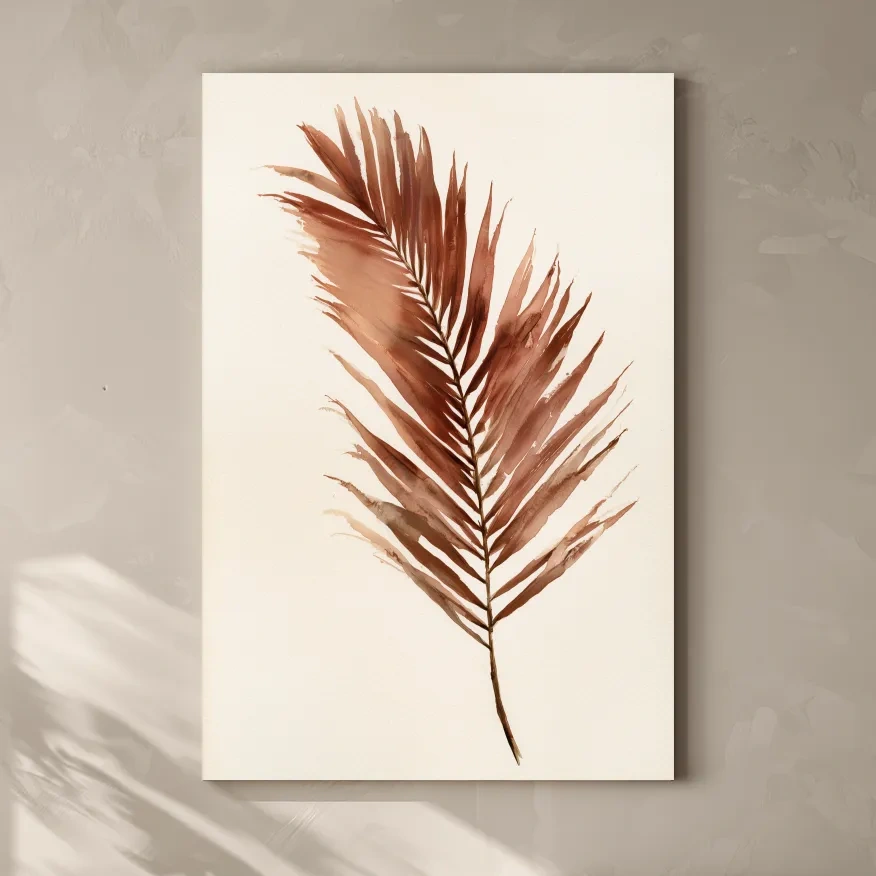 Minimalist Tropical Palm Frond - Boho Watercolour Botanical Wall Art