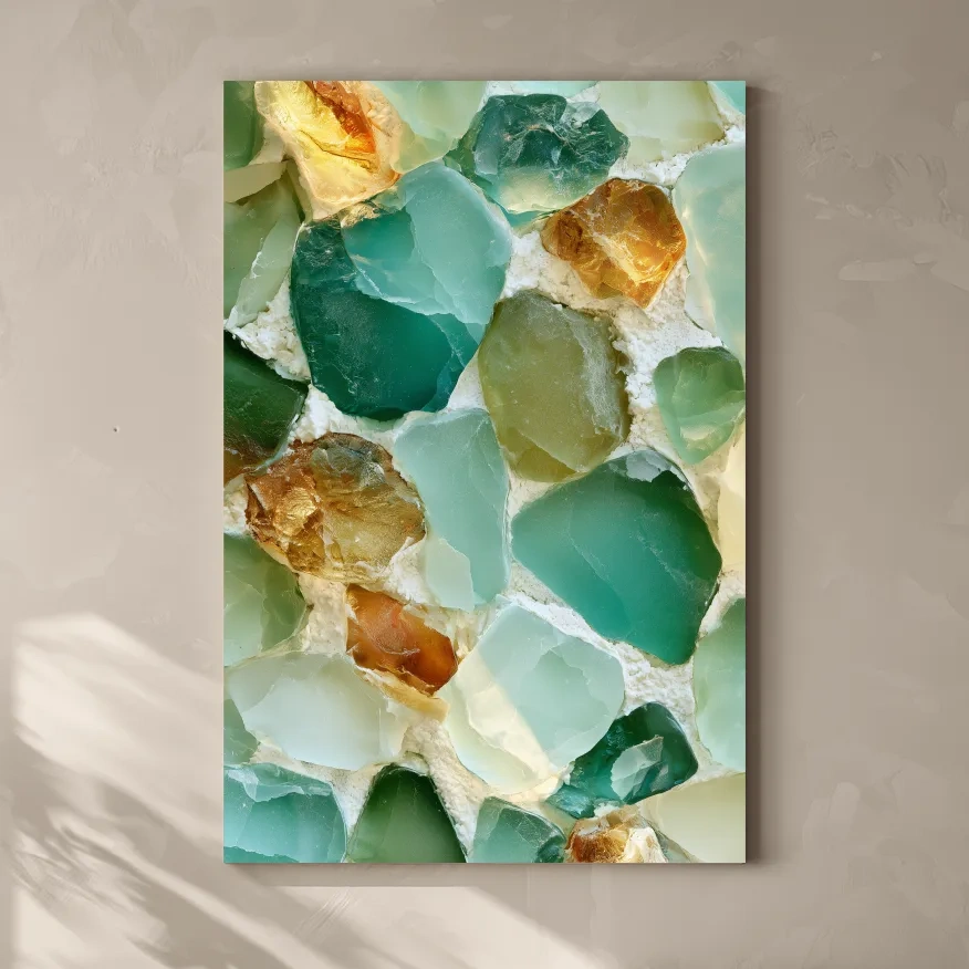 Sea Glass Pebble Mosaic - Natural Abstract Wall Art