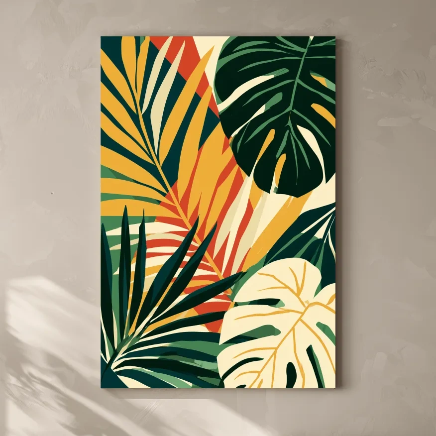 Mid-Century Tropical Palm Leaf Vector Art - Retro Botanical Wall Art