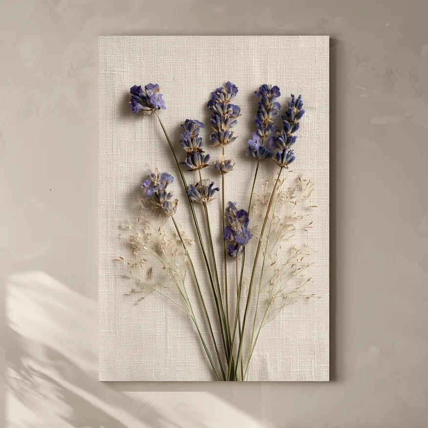 Pressed Coastal Lavender Flowers - Minimalist Photographic Botanical Wall Art