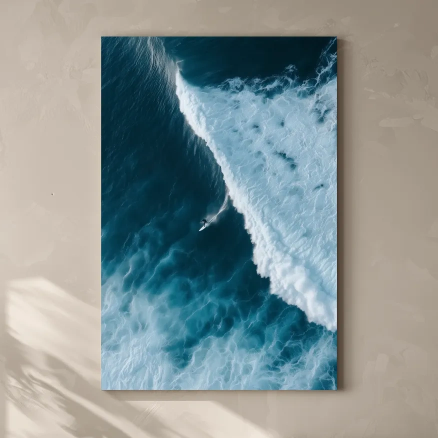 Aerial Surfer Riding Breaking Wave - Photographic Ocean Wall Art