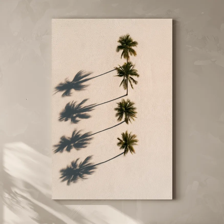 Aerial Tropical Palm Shadows - Minimalist Photographic Wall Art