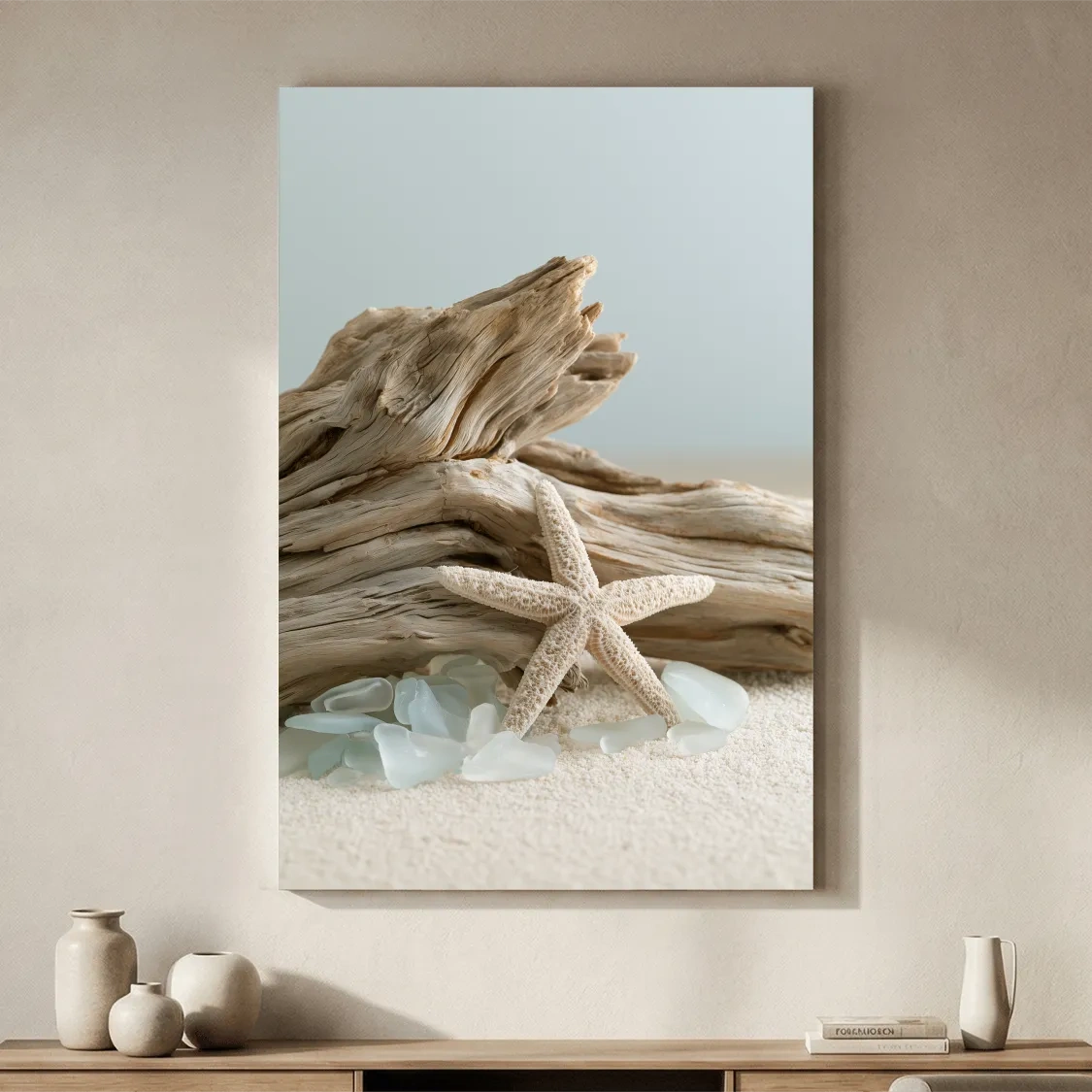 Driftwood Starfish Sea Glass Still Life - Photographic Beach Wall Art