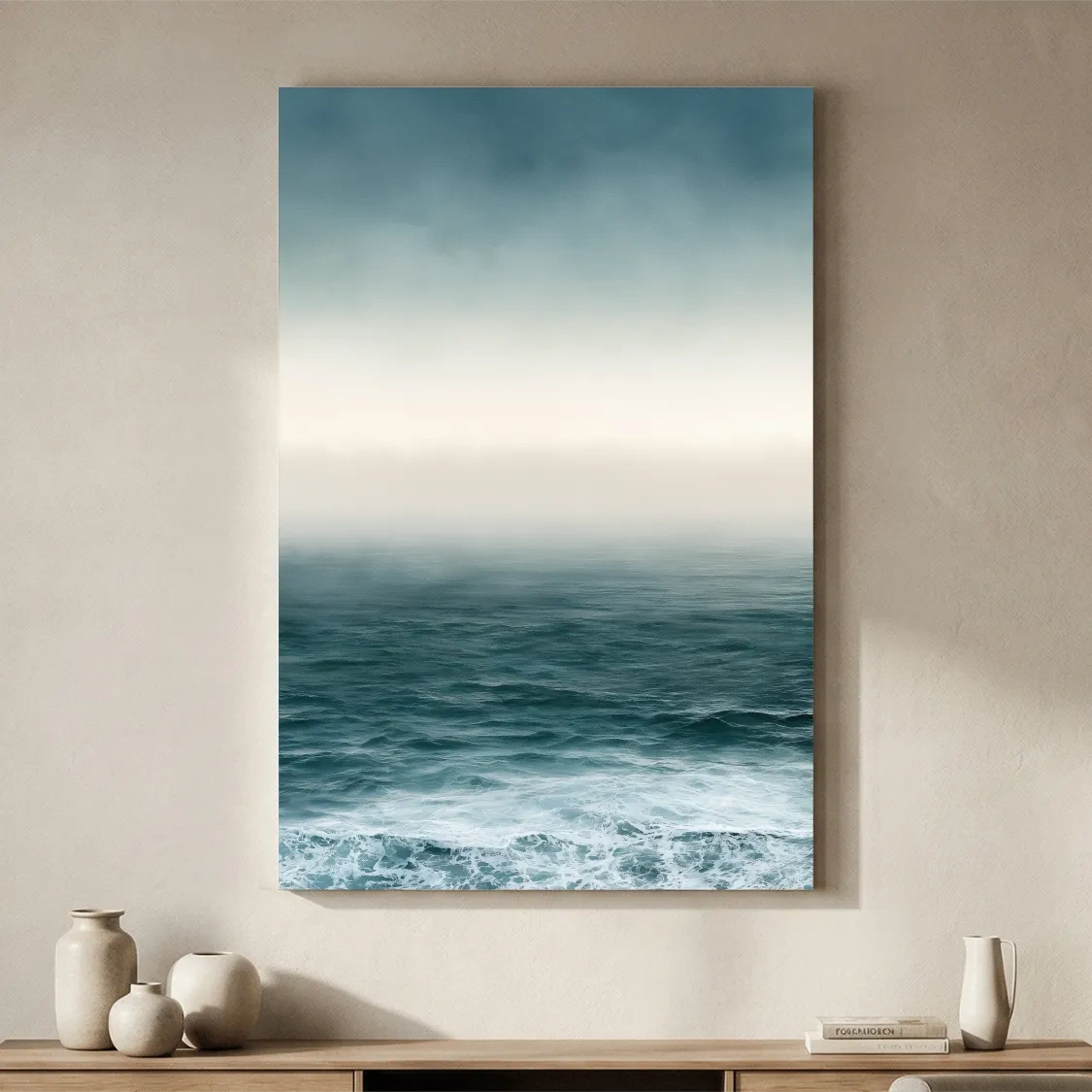 Misty Minimalist Ocean Horizon - Photographic Wall Art