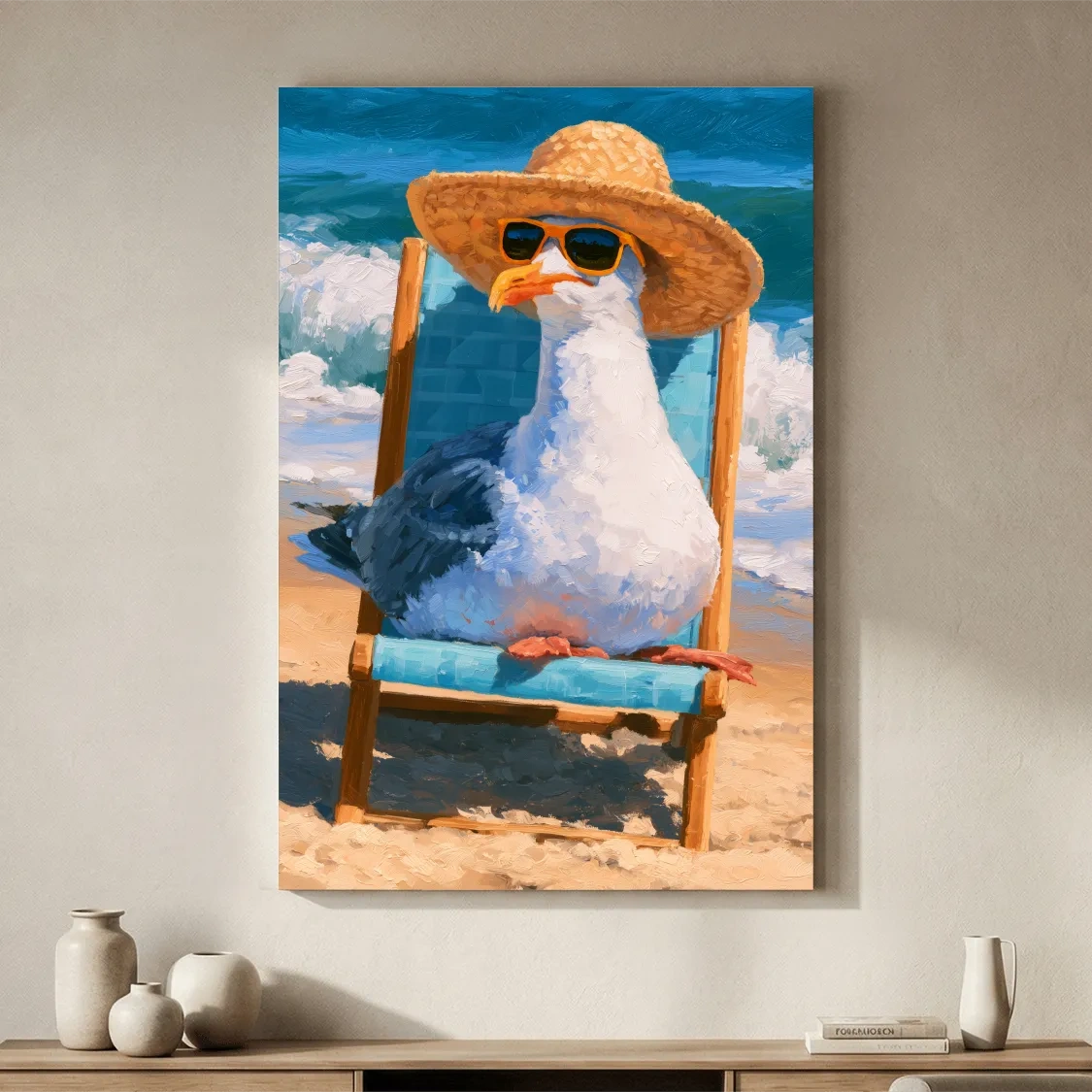 Playful Seagull In Sunglasses Painting - Coastal Wall Art