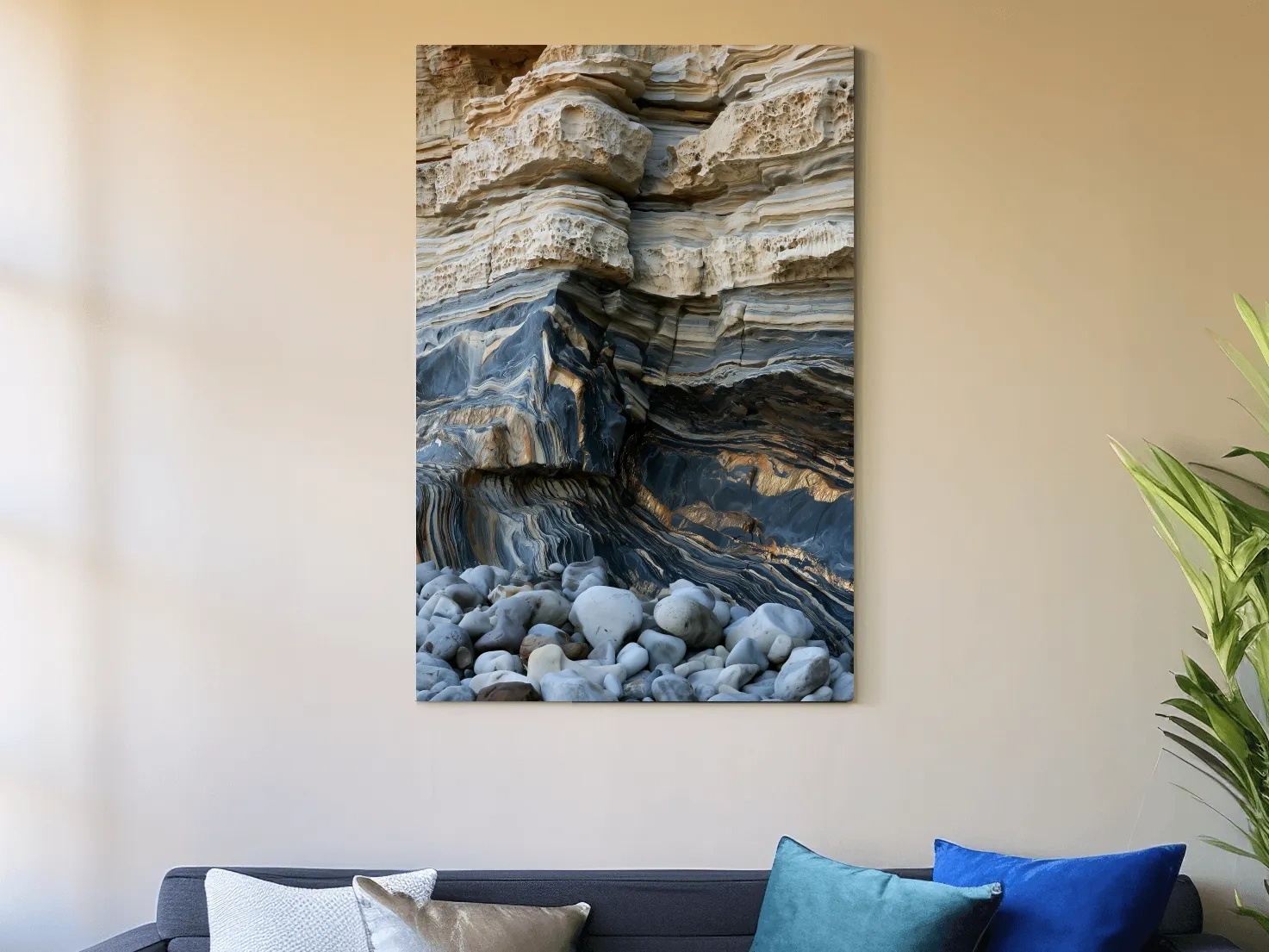 Layered Coastal Rock Strata - Natural Stone Wall Art
