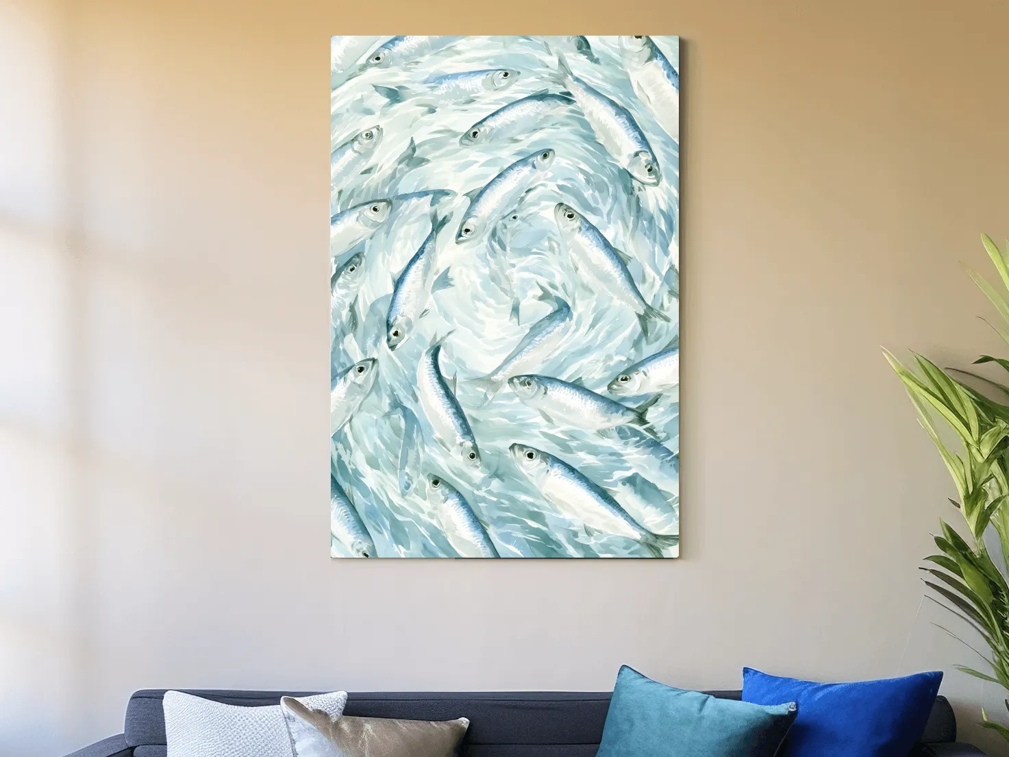 Whimsical School Of Fish Painting - Watercolor Marine Life Wall Art