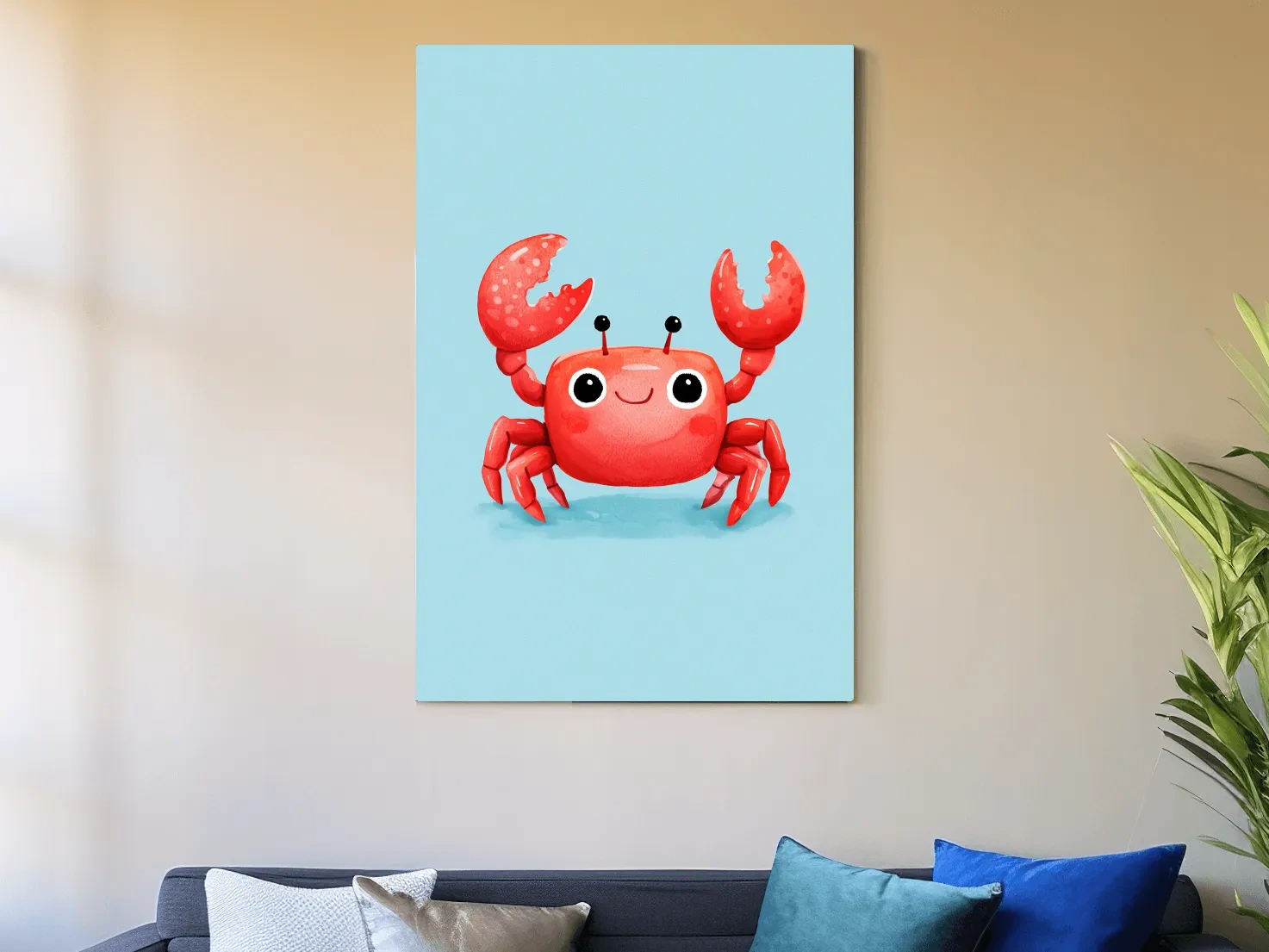 Cute Baby Crab Illustration - Underwater Nursery Marine Life Art