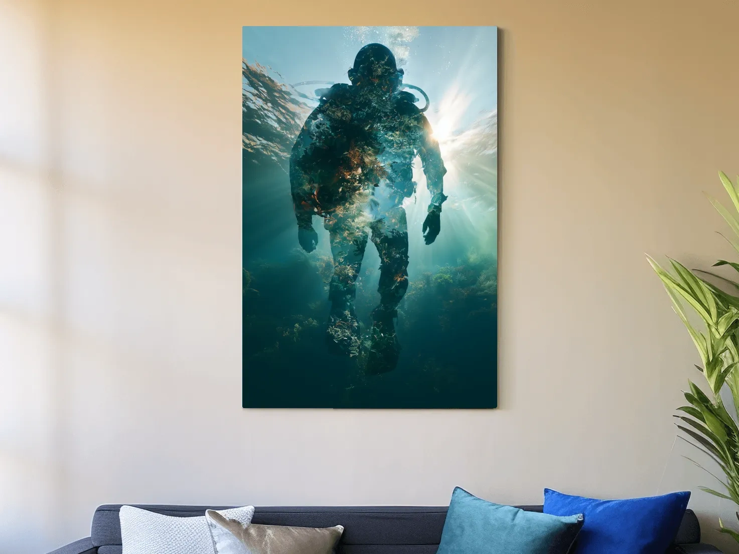 Surreal Scuba Diver Double Exposure - Photographic Wall Art