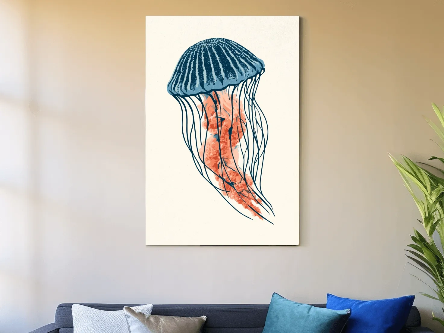 Minimalist Jellyfish Illustration - Marine Life Wall Art