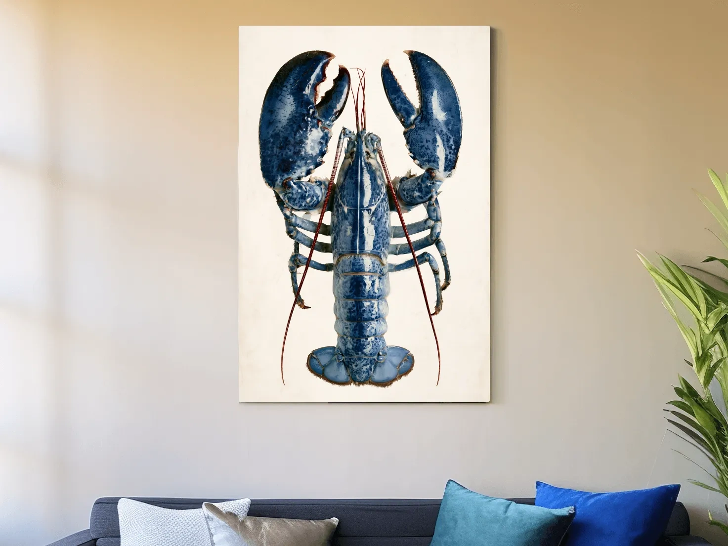 Hamptons Lobster Illustration - Minimalist Coastal Marine Life Wall Art
