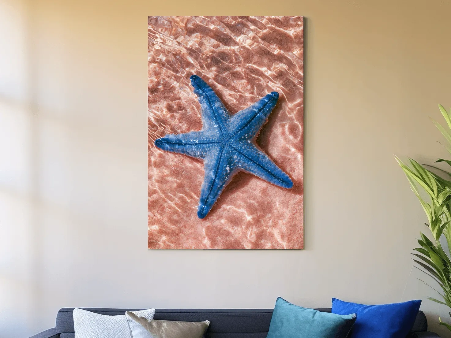 Minimalist Starfish Underwater View - Photographic Marine Life Wall Art
