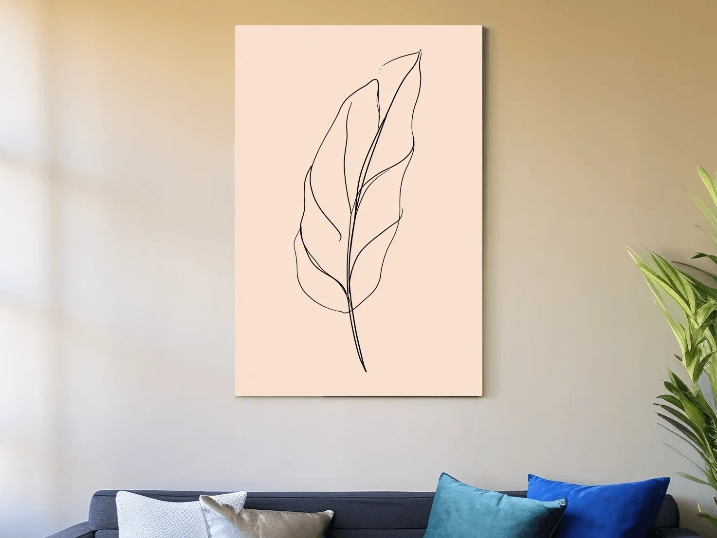 Minimalist Banana Leaf Line Art - Boho Botanical Illustration