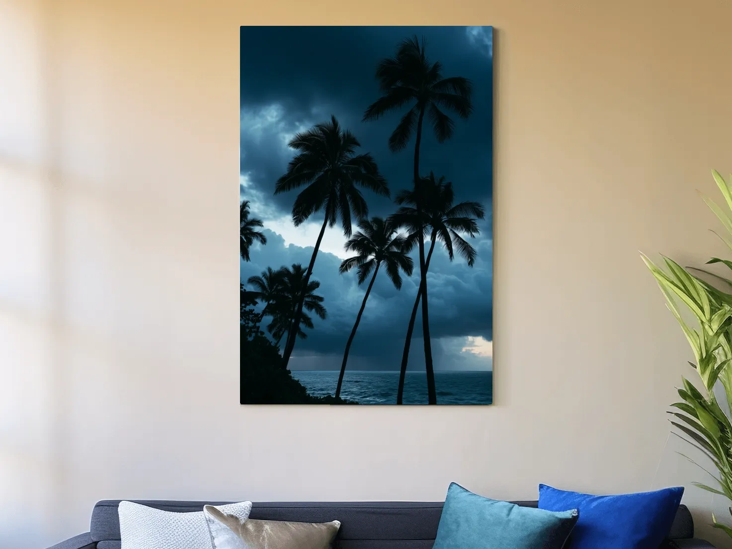 Misty Tropical Palm Trees - Dramatic Ocean Photographic Wall Art