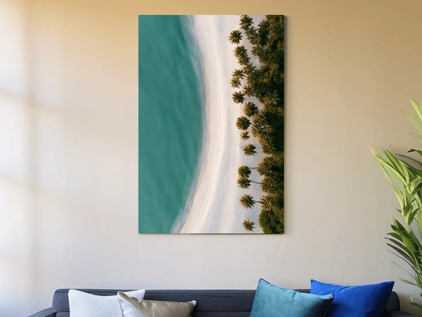 Aerial Tropical Palm Beach - Minimalist Photographic Wall Art