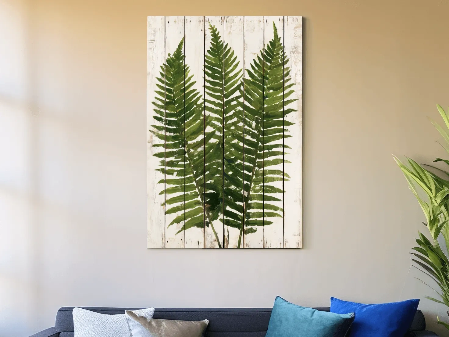 Tropical Fern Botanical Painting - Rustic Coastal Wall Art