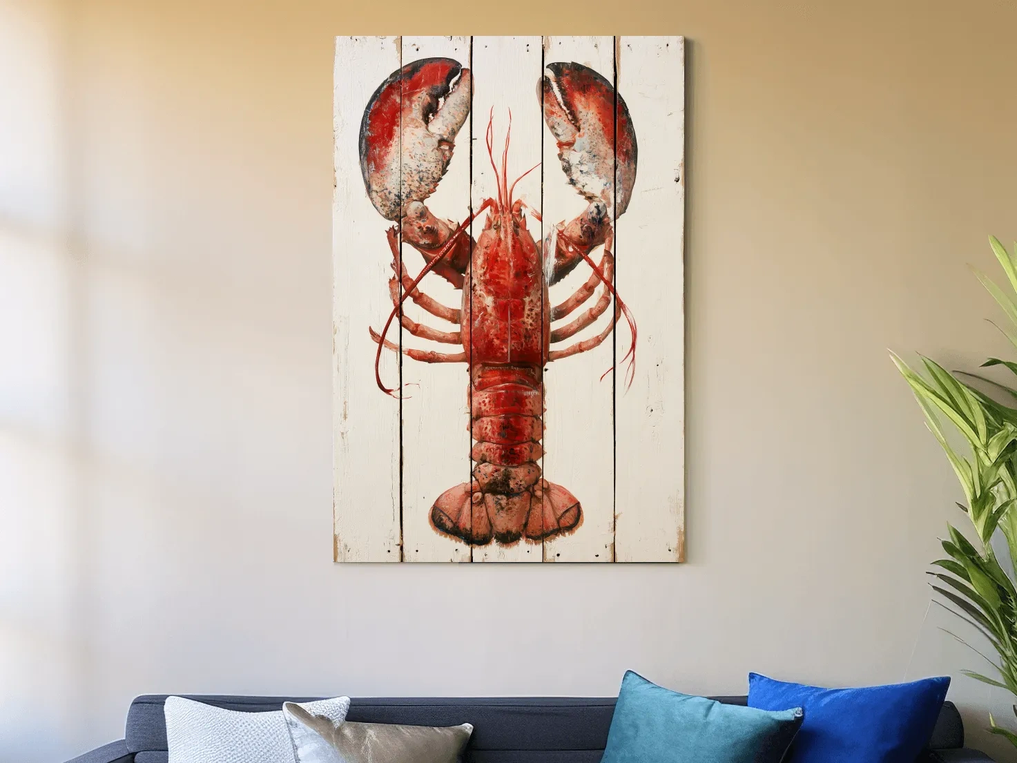 Rustic Lobster Painting - Coastal Wall Art