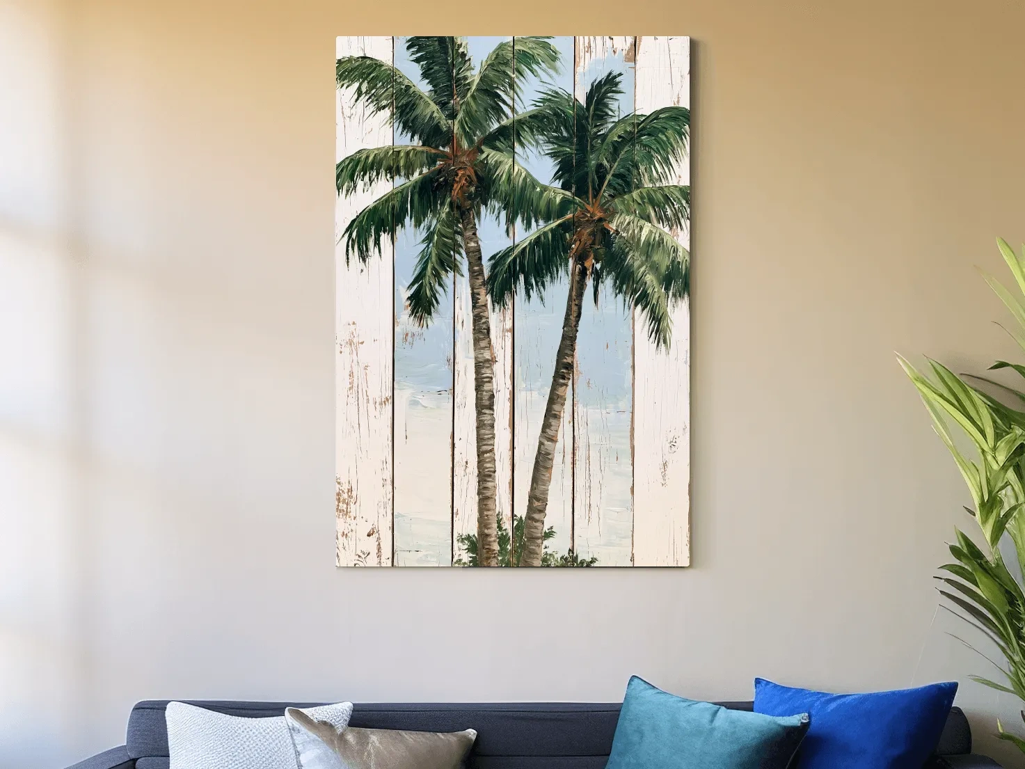 Tropical Palm Trees Painting - Rustic Style Wall Art
