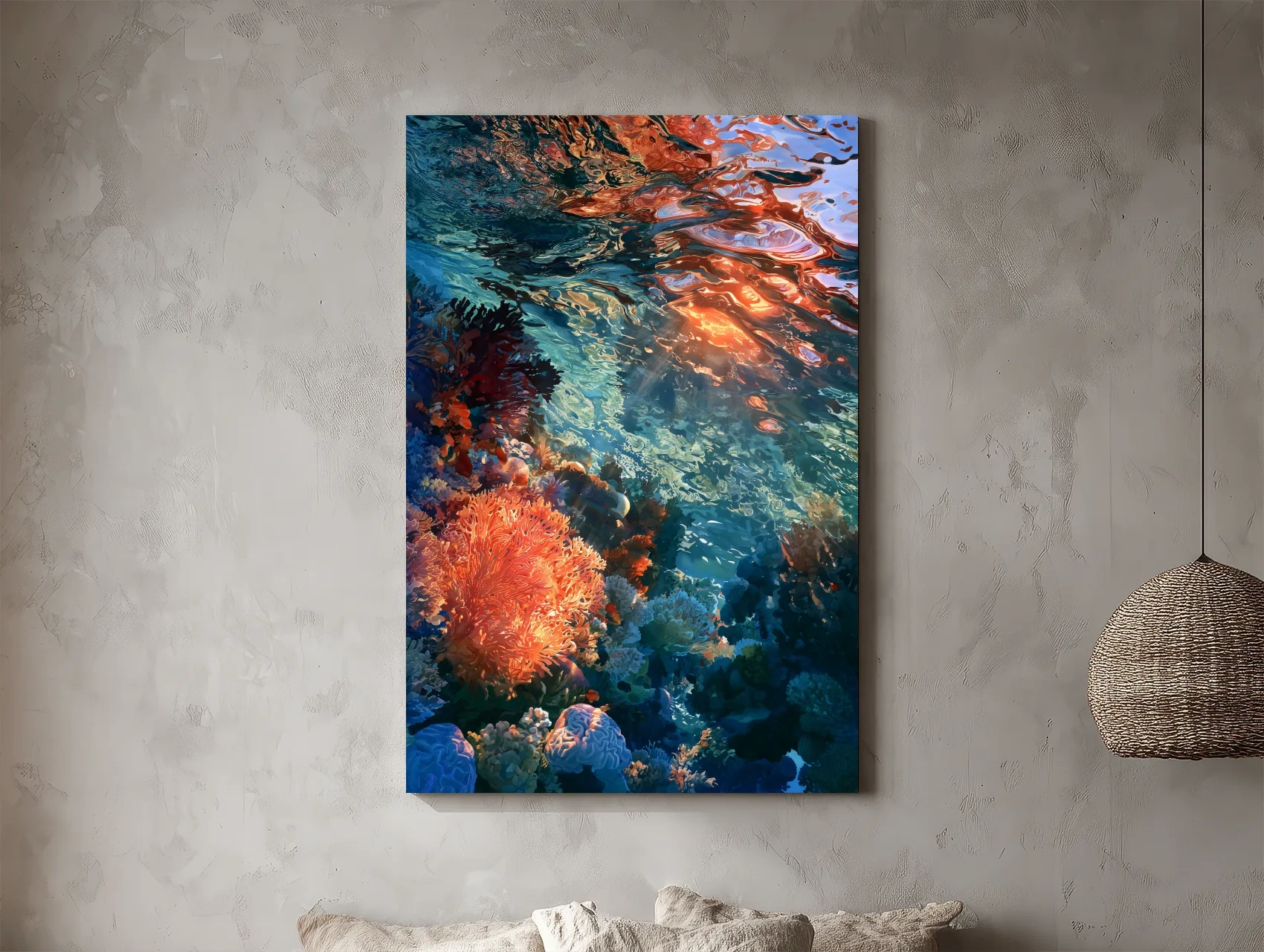 Vibrant Coral Reef Painting - Underwater Marine Wall Art