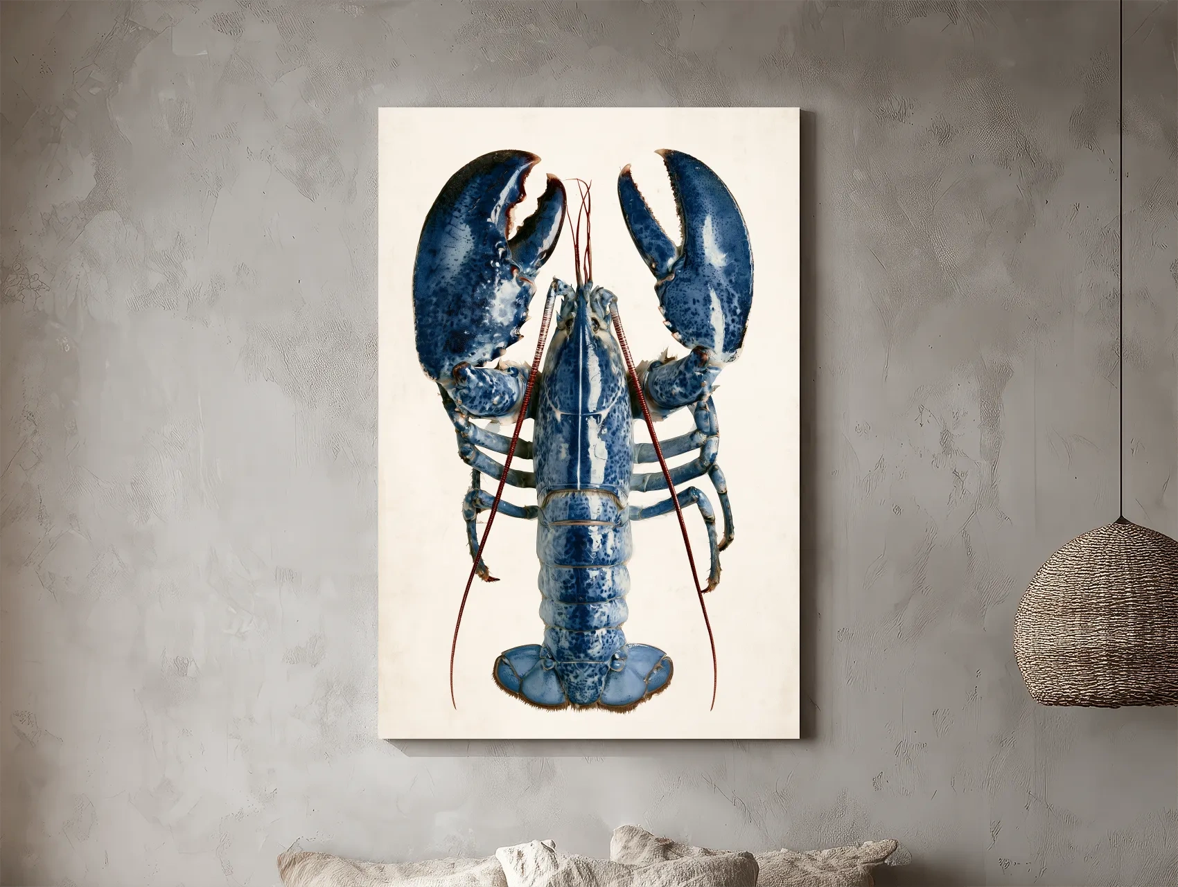 Hamptons Lobster Illustration - Minimalist Coastal Marine Life Wall Art