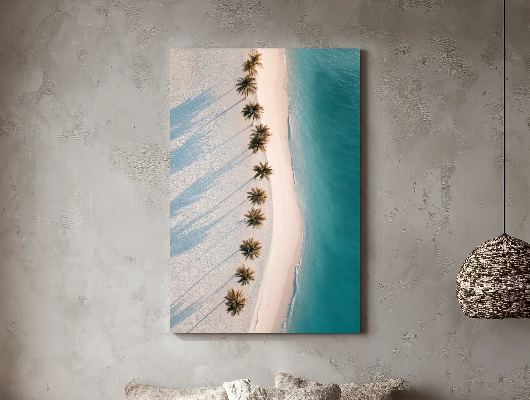 Aerial Tropical Palm Beach - Minimalist Photographic Wall Art