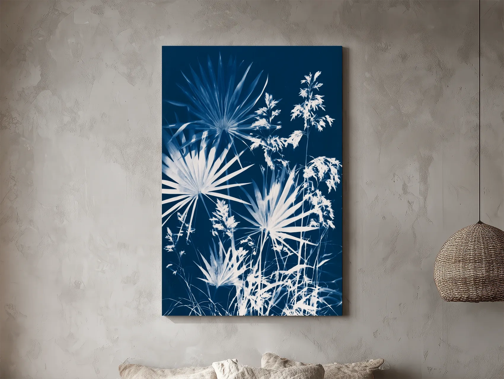 Cyanotype Palm Botanical Illustration - Tropical Hamptons Wall Art