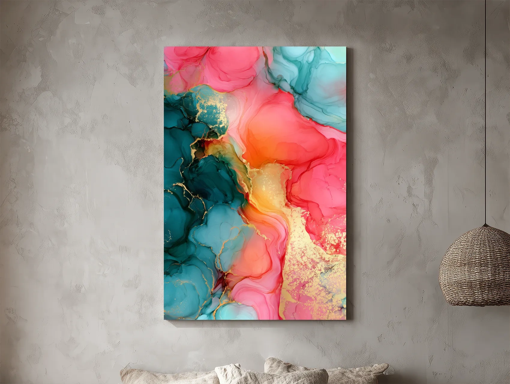 Abstract Alcohol Ink Flow - Fluid Gold Vein Wall Art