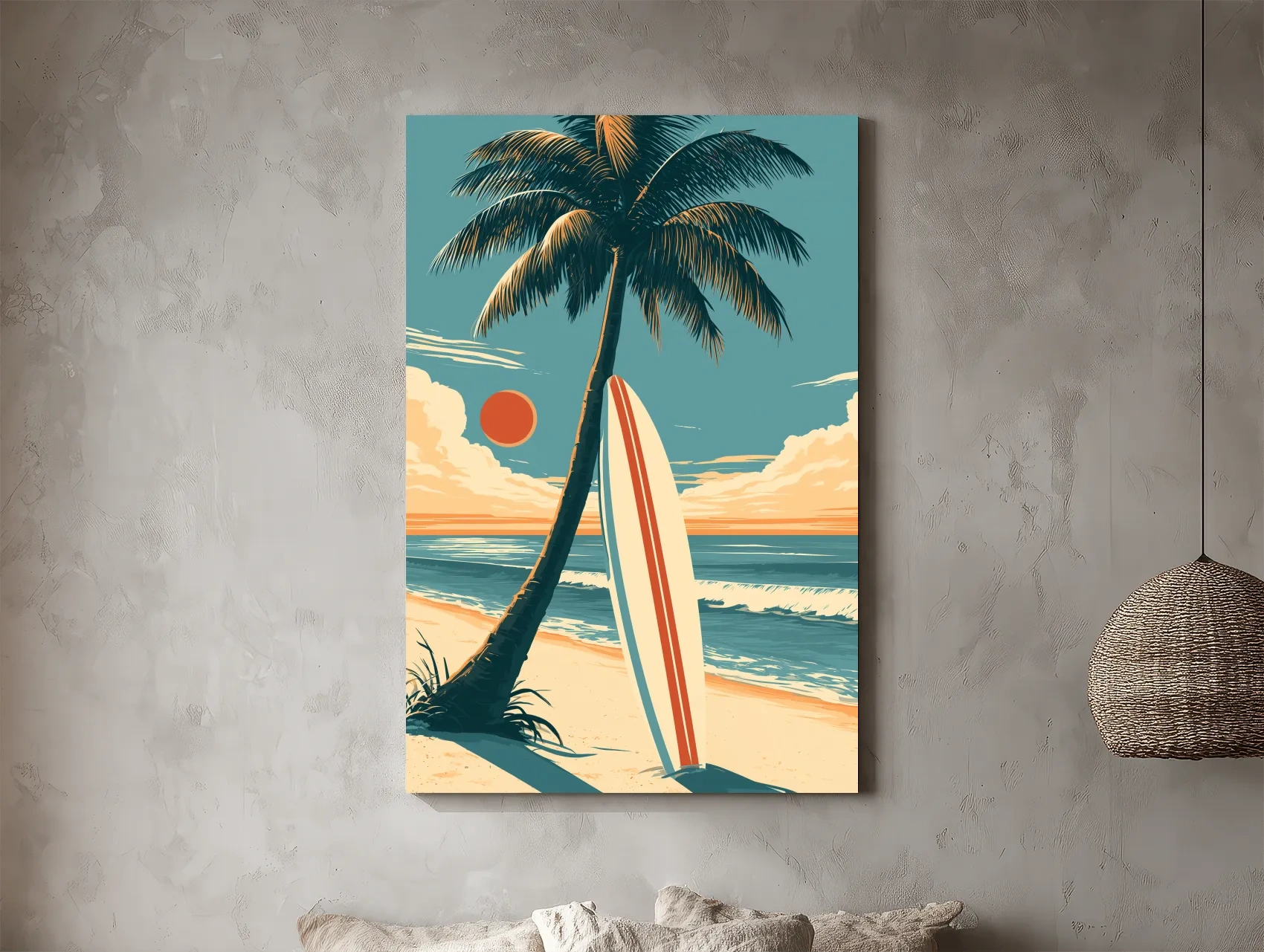 Vintage Surfboard Palm Beach - Retro Surfer Wall Art
