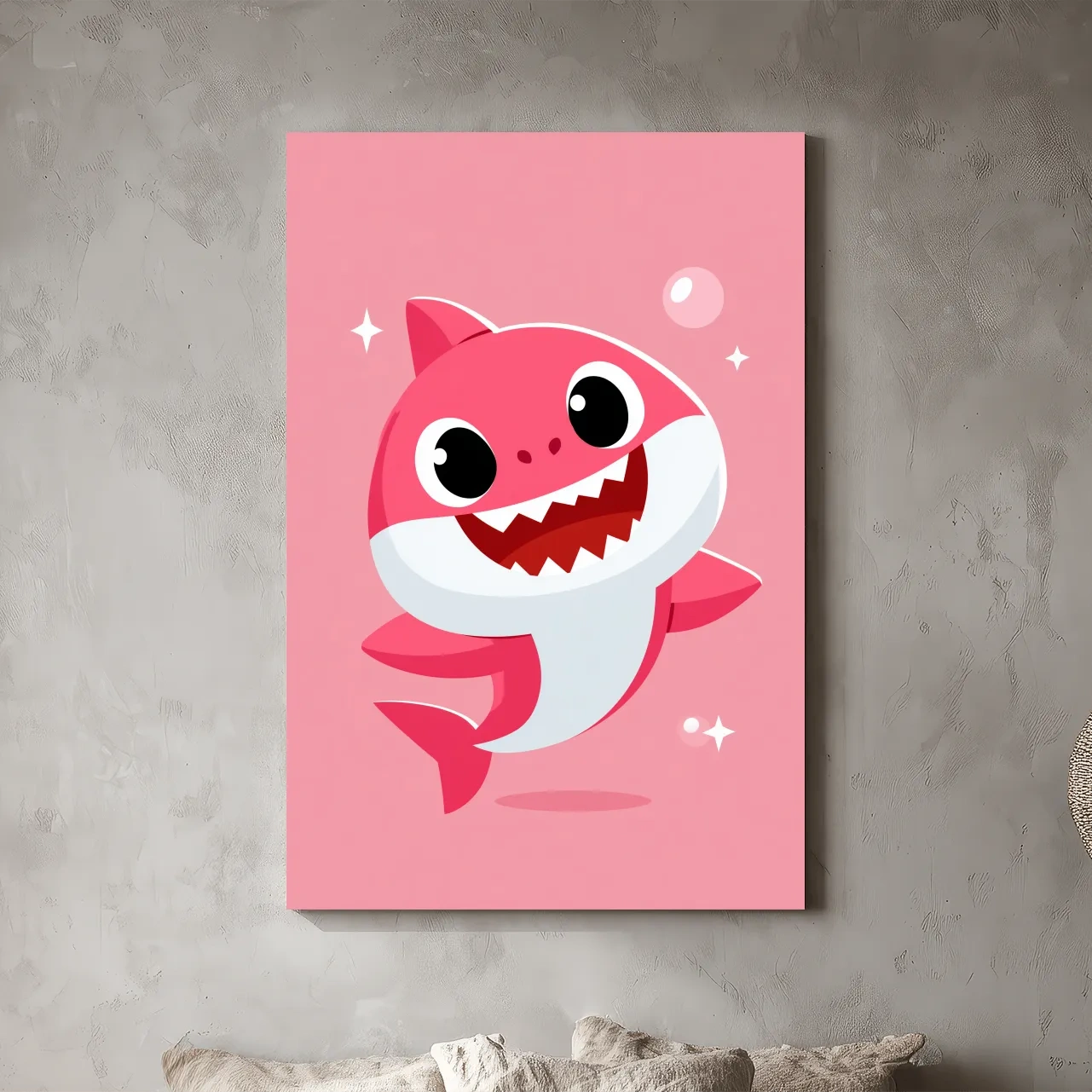 Cute Baby Shark Vector Illustration - Underwater Nursery Marine Life Art