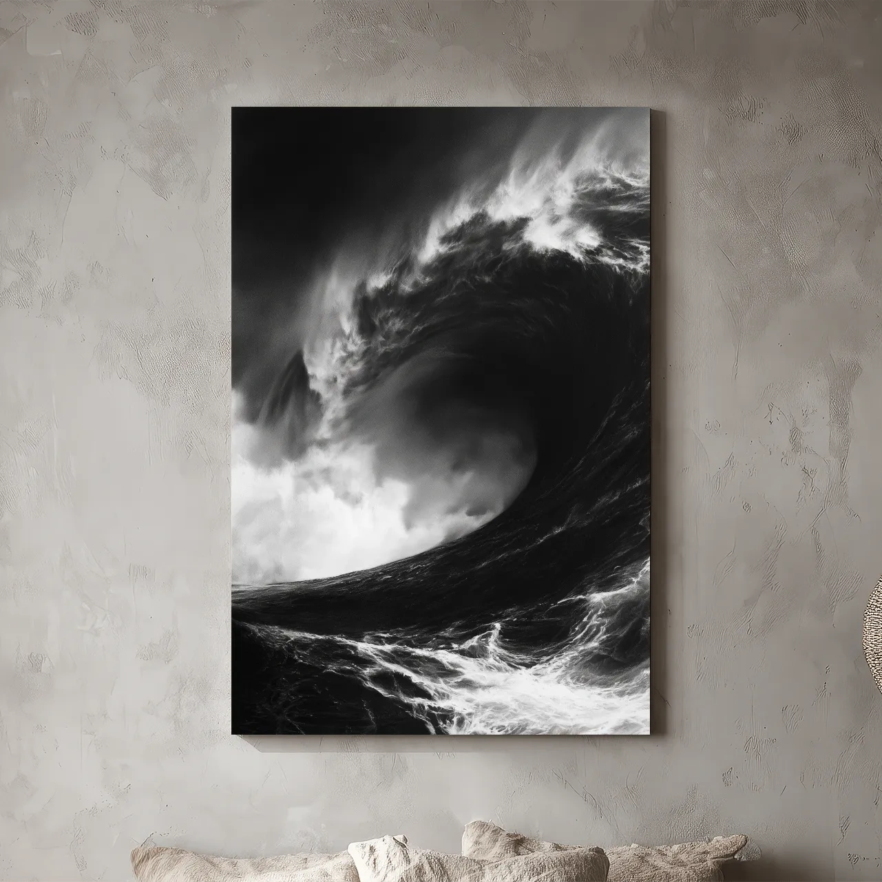 Abstract Crashing Wave Drawing - Dramatic Ocean Wall Art