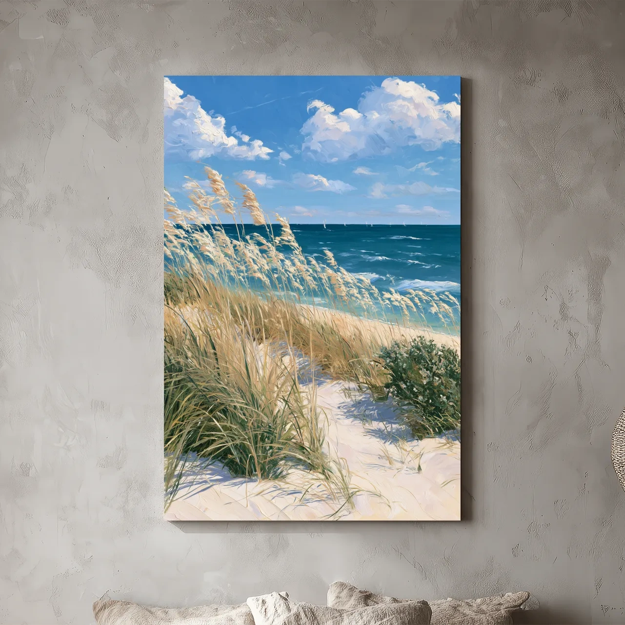 Breezy Beach Dunes Painting - Coastal Seascape Wall Art