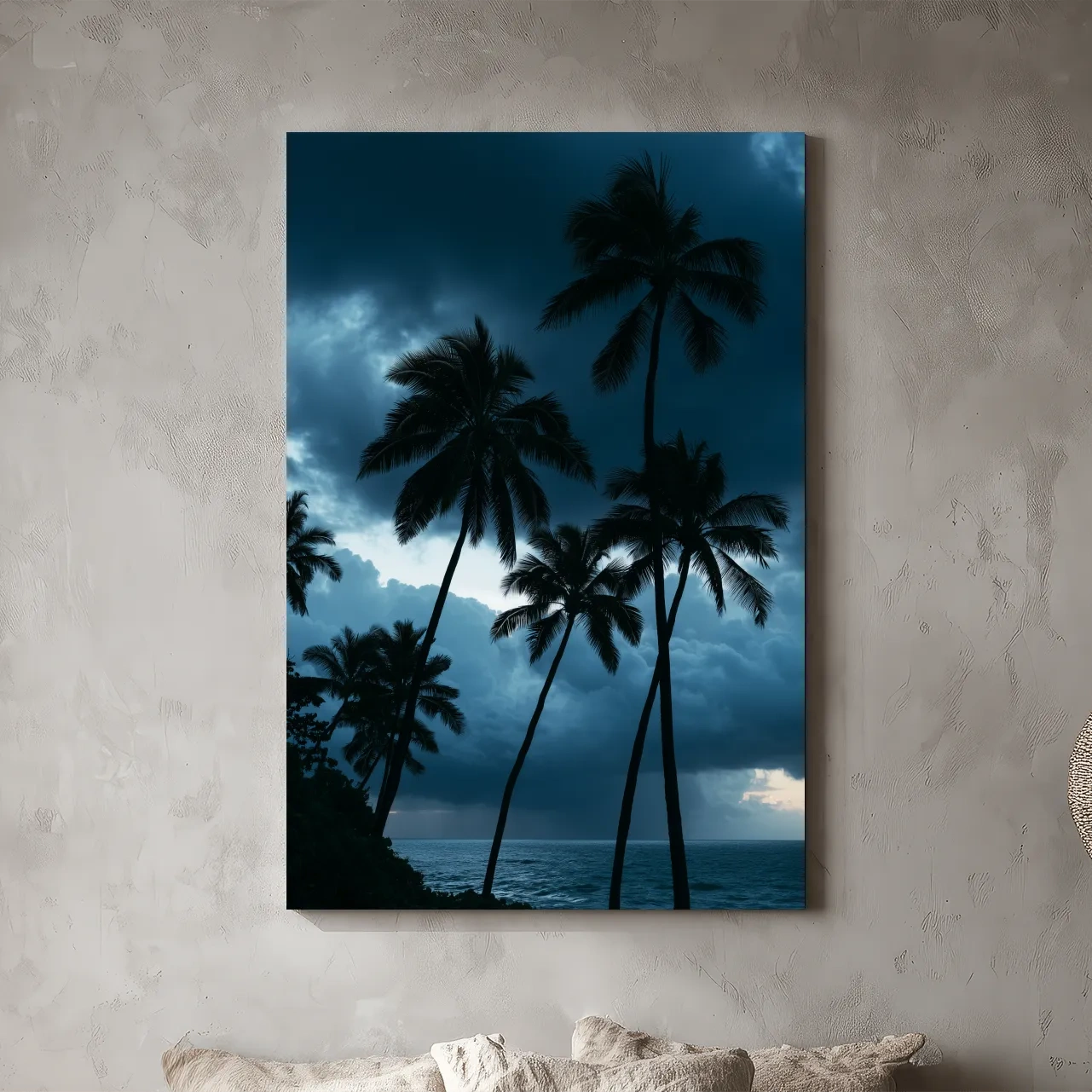 Misty Tropical Palm Trees - Dramatic Ocean Photographic Wall Art