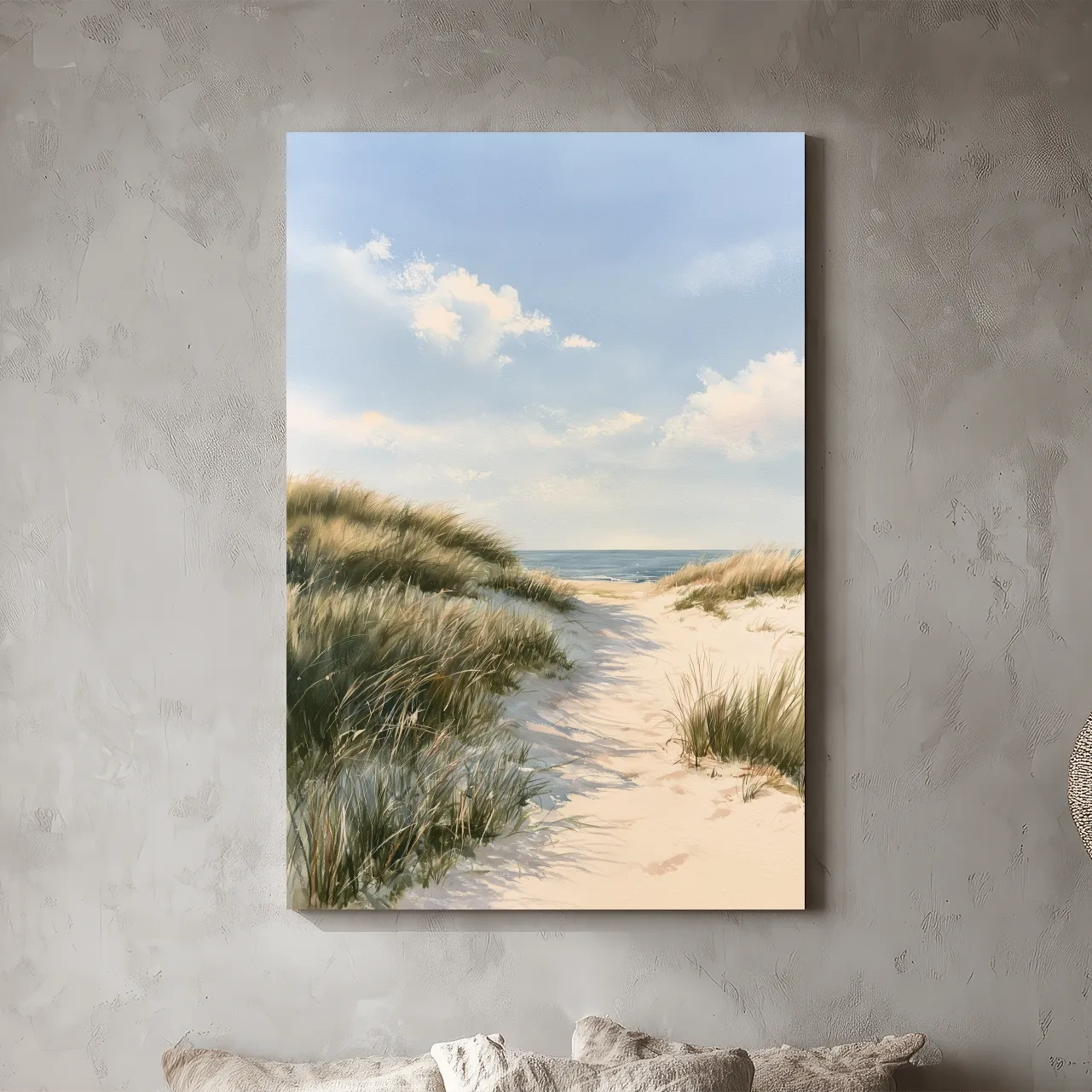 Serene Beach Dunes Seascape Painting - Coastal Landscape Wall Art