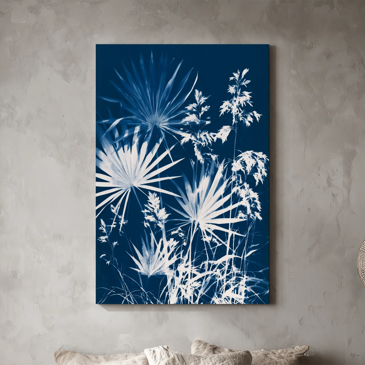 Cyanotype Palm Botanical Illustration - Tropical Hamptons Wall Art