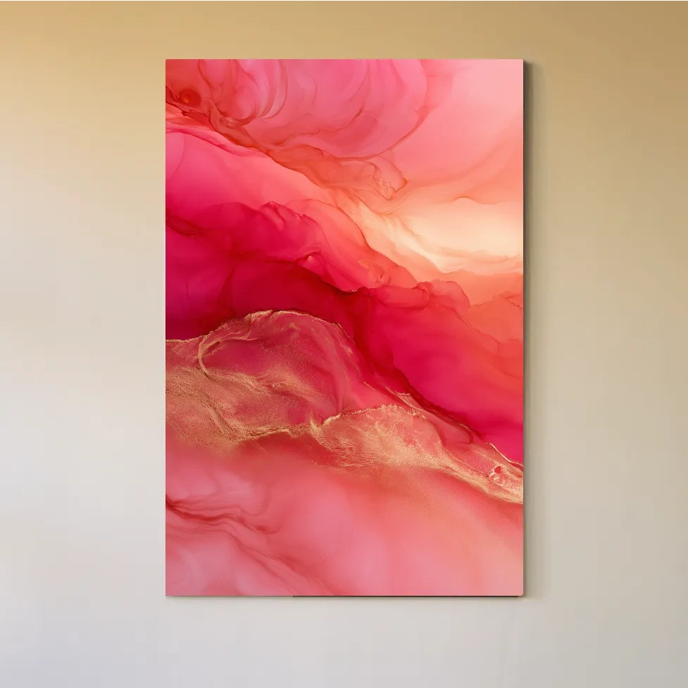 Abstract Agate Fluid Ink Design - Surreal Sunset Wall Art