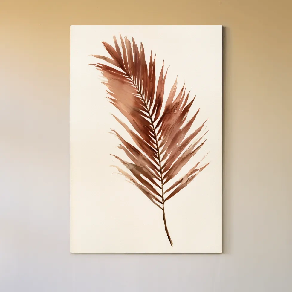 Minimalist Tropical Palm Frond - Boho Watercolour Botanical Wall Art
