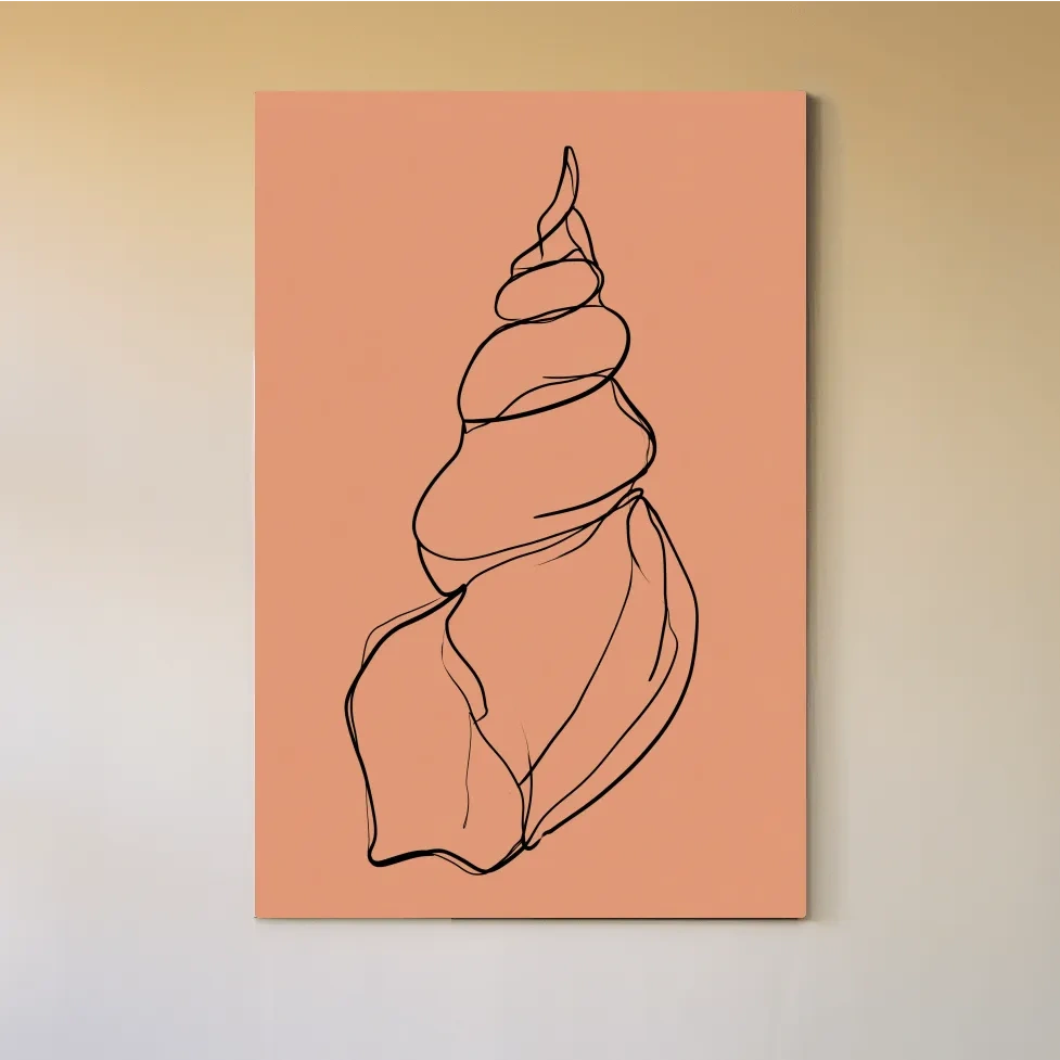 Minimalist Seashell Line Illustration - Boho Coastal Wall Art