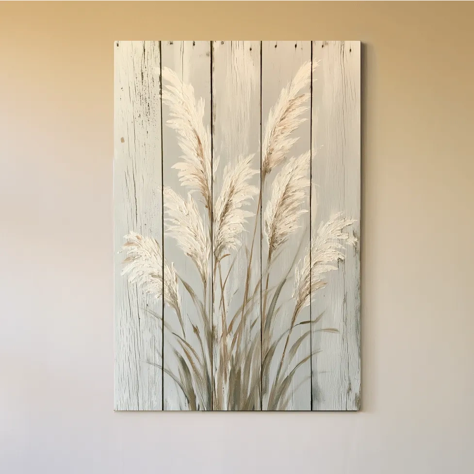 Rustic Pampas Grass Painting - Coastal Botanical Wall Art