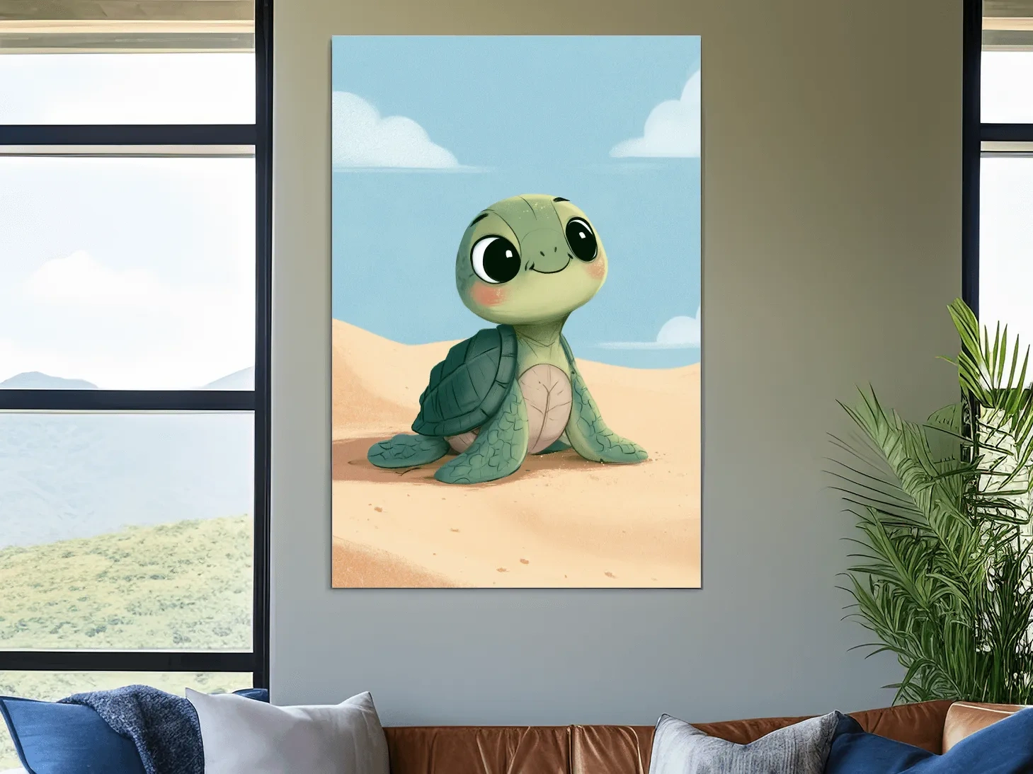 Cute Baby Turtle Illustration - Underwater Nursery Marine Life Art