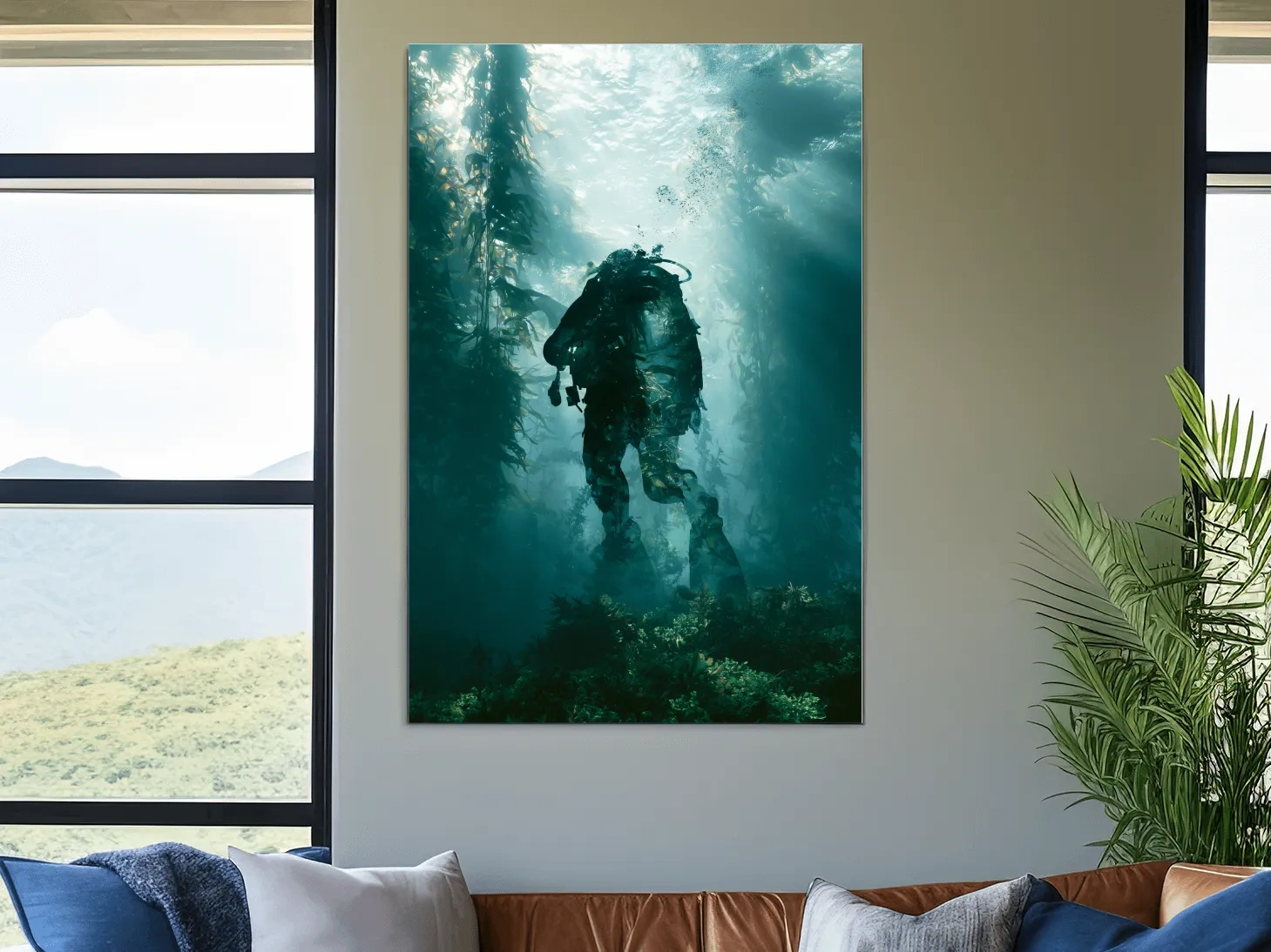 Surreal Scuba Diver Double Exposure - Photographic Underwater Wall Art