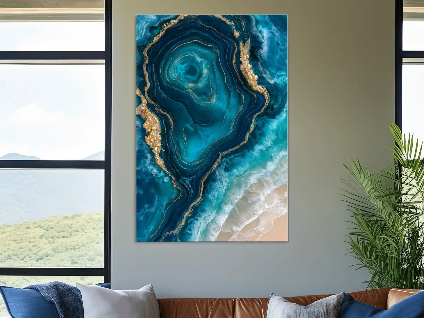 Ocean Geode Resin Design - Abstract Natural Mineral Wall Art