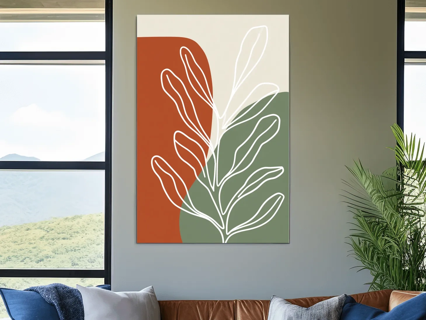 Mid-Century Seaweed Line Art - Minimalist Coastal Botanical Illustration