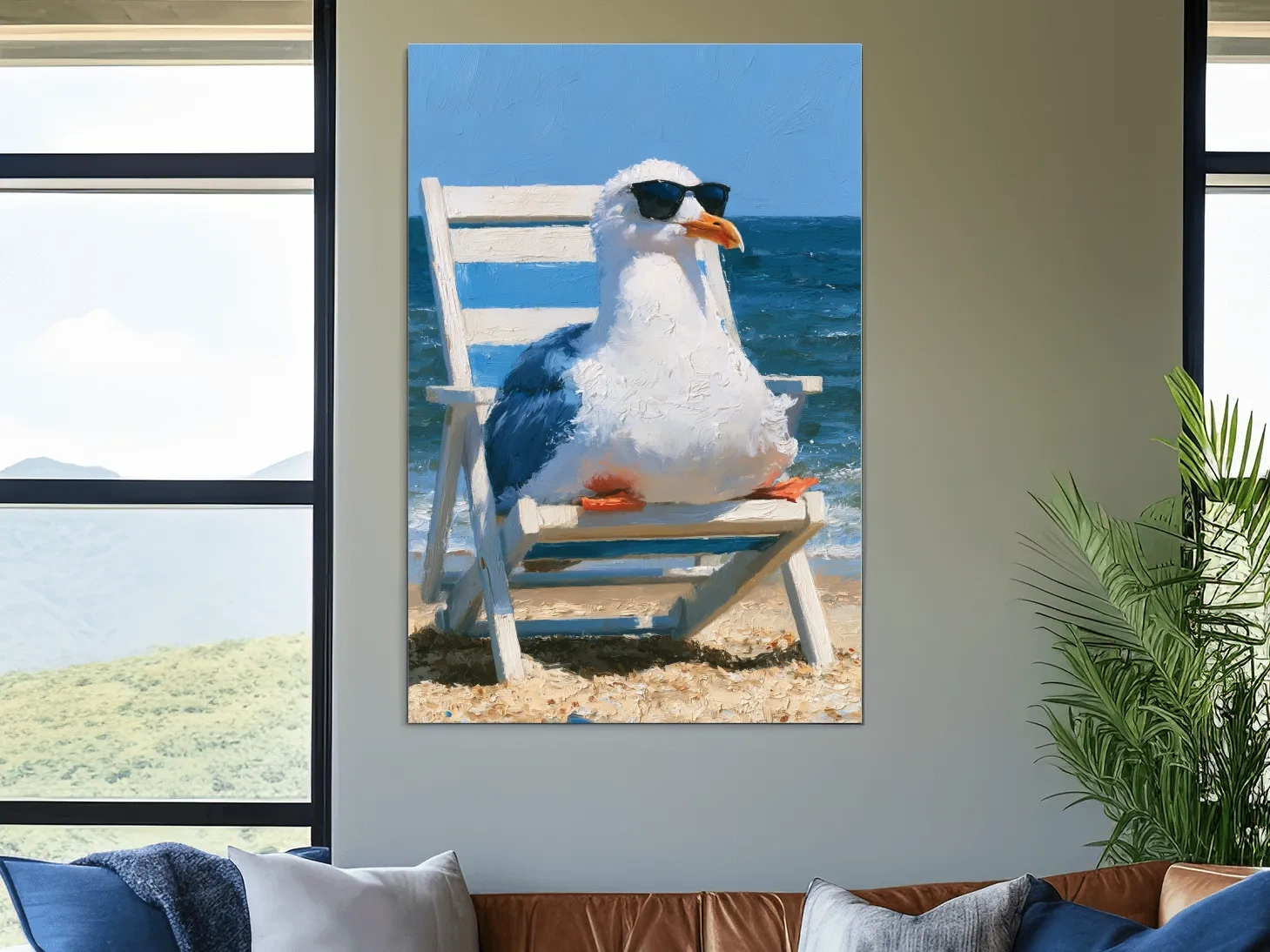 Quirky Seagull In Sunglasses Painting - Ocean Birds Wall Art
