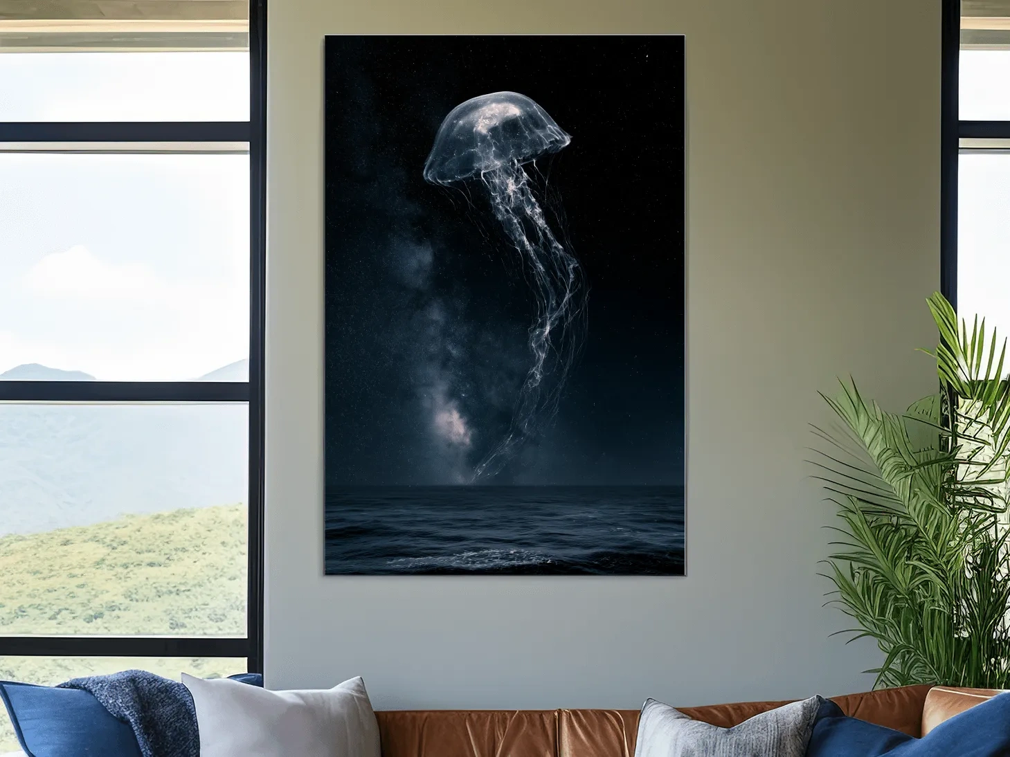 Surreal Jellyfish Double Exposure - Photographic Marine Life Wall Art