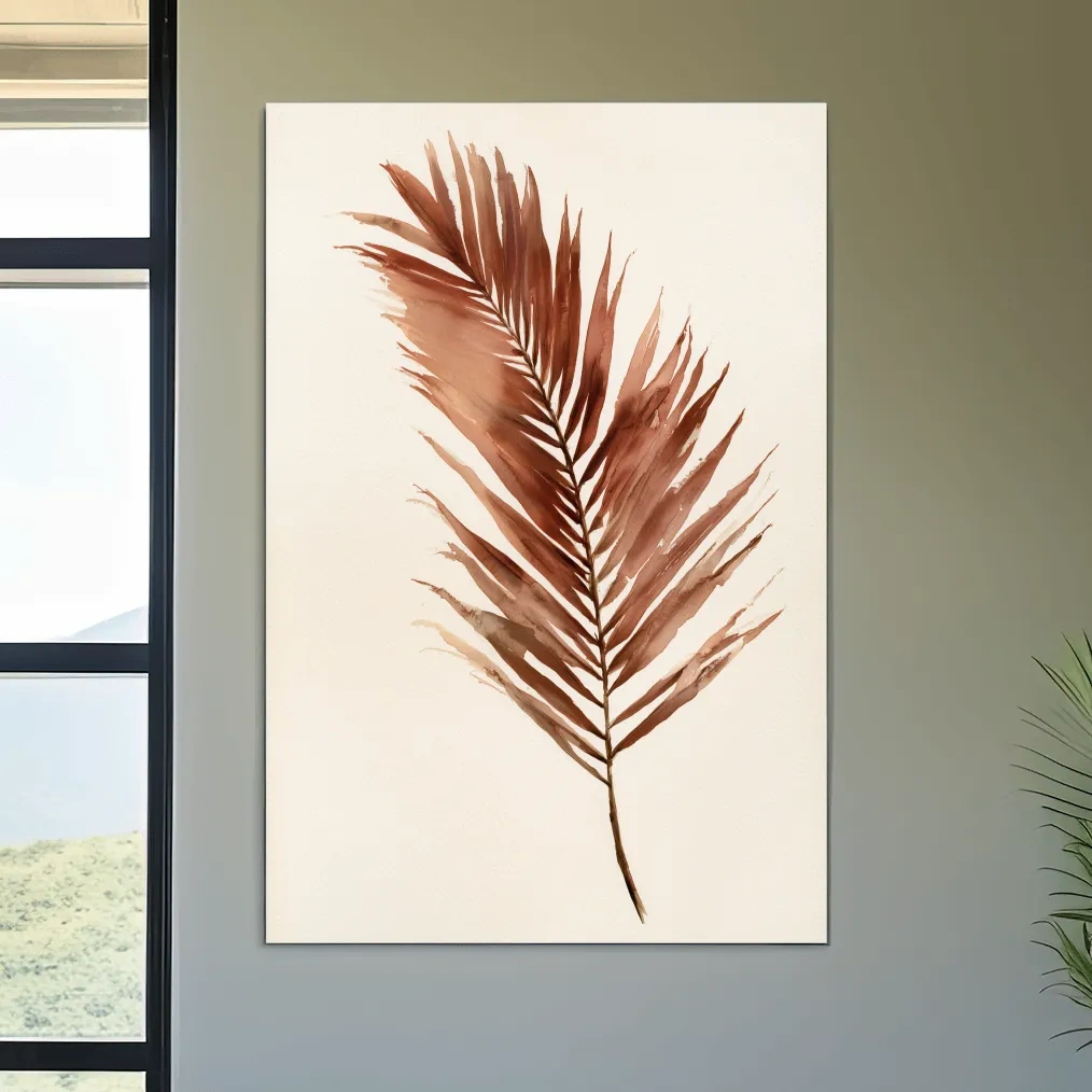 Minimalist Tropical Palm Frond - Boho Watercolour Botanical Wall Art