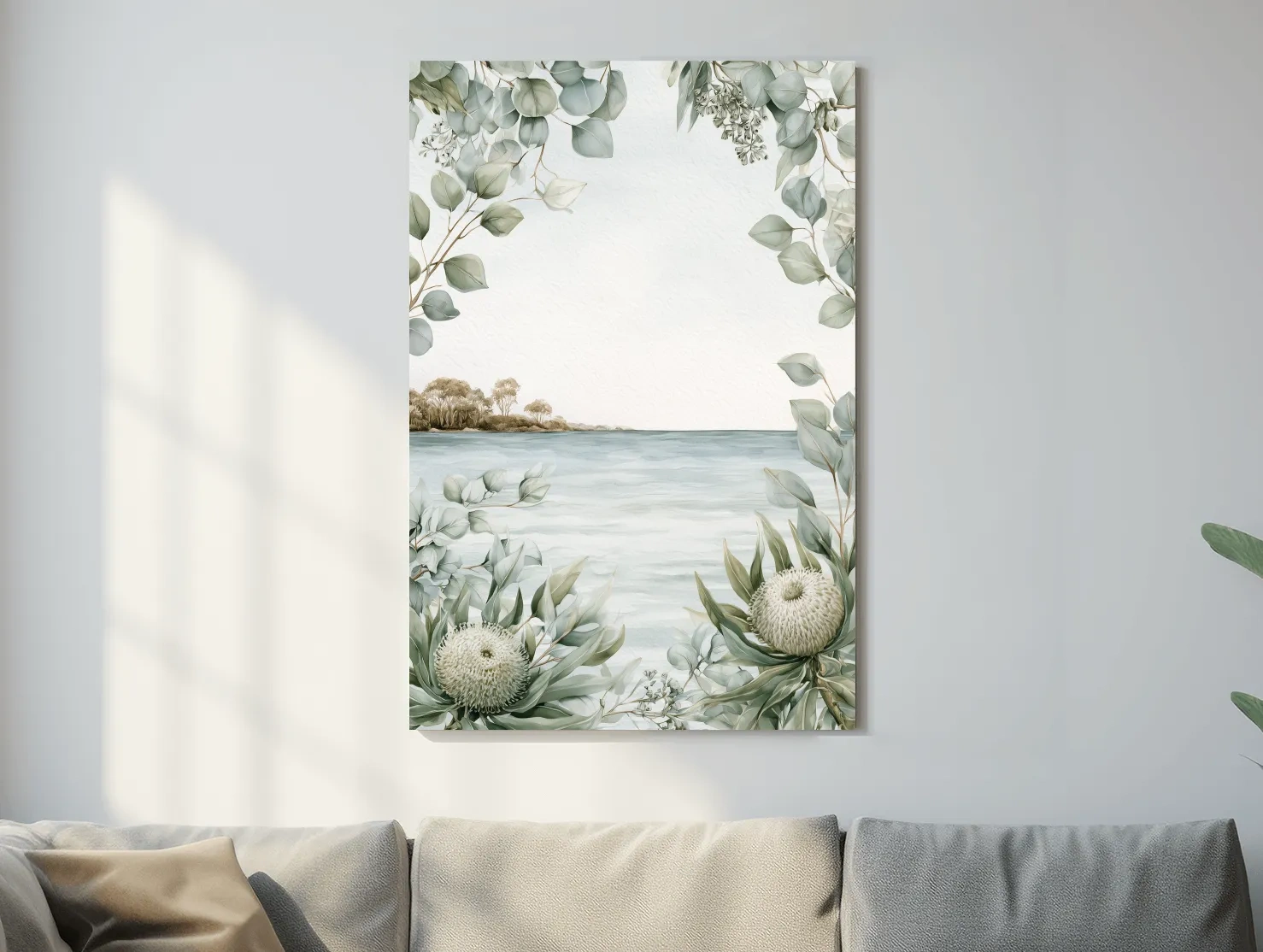 Coastal Eucalyptus And Banksia Painting - Serene Botanical Wall Art
