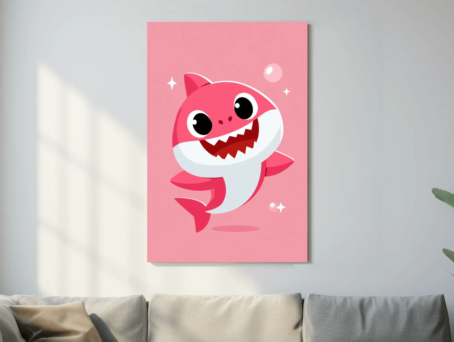 Cute Baby Shark Vector Illustration - Underwater Nursery Marine Life Art