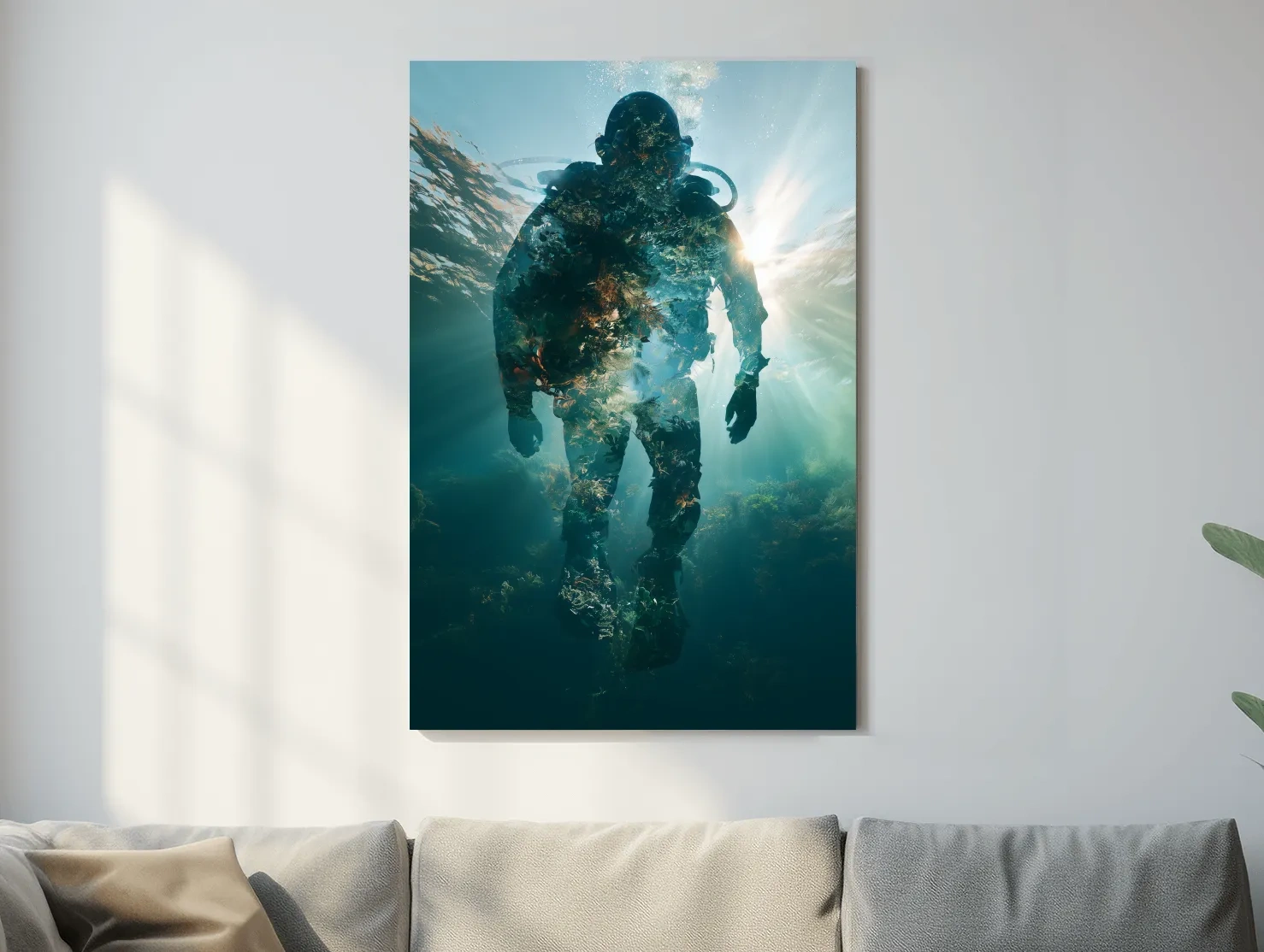Surreal Scuba Diver Double Exposure - Photographic Wall Art
